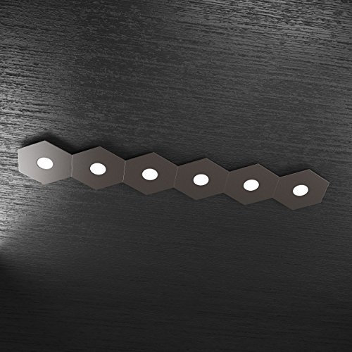 PLAFONIERA MODERNA HEXAGON LED 6xGX53 METALLO MARRONE ESAGONALE COMPONIBILE