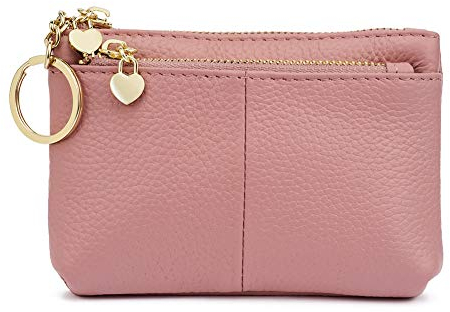 Damen Hochwertiges Kunstleder Schlüsselmäppchen Münztüte Kreditkartenetui Geldbörse (Rosa)
