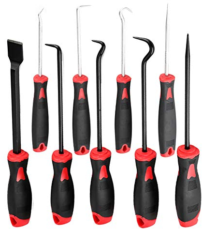 Werkzeuge zum Entfernen der Öldichtung, 9-teiliges Auto-O-Ring Entfernen der Öldichtung Abzieherwerkzeuge Pick Hook Scraper Kit Mini-Präzision für Shaken