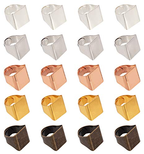 PandaHall 30pcs 5 Farben Messing Ring Rohlinge Pad Rechteck Ring Pad Verstellbare Fingerring Basis Für Verzierung Schmuckherstellung