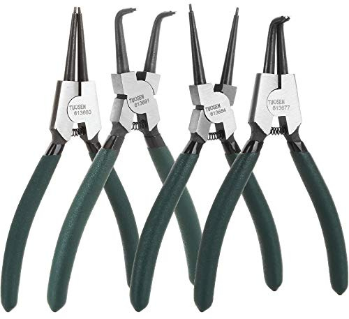 4 Piece 7 Inch Internal/External Snap Ring Pliers Set Heavy Duty Circlip Pliers Kit Straight/Bent Jaw Pliers for Ring Remover Retaining and Remove Hoses