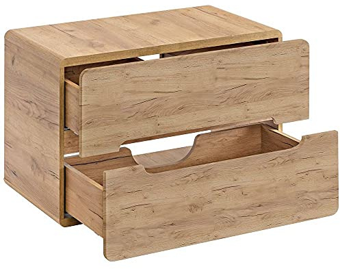Lomadox Badezimmer Waschtischunterschrank 80 cm Wotan Eiche Nb. Nb., 2 Schubkästen, B/H/T ca. 80/53/46 cm