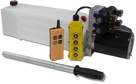 Flowfit 24 V DC Doppel-Magnetspender, hydraulisches Kraftpaket mit 11 l Tank, Handpumpe und kabelloser Fernbedienung ZZ016249
