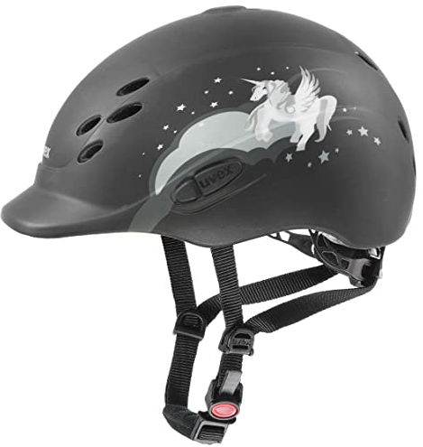 uvex onyxx - Leichter Reithelm für Kinder - individuelle Größenanpassung - optimale Belüftung - Unicorn Black - 49-54 cm