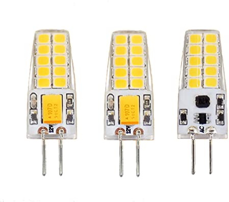 ShuoHui 3W Bi-Pin Sockel G6.35 / GY6.35 Sockel JC Typ AC/DC 12V 3000K Warmweiß 2-Stifte Ersatz für JCD LED Halogen Glühbirne (3-Pack)