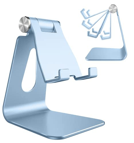CreaDream Adjustable Cell Phone Stand, Phone Stand, Cradle, Dock, Holder, Aluminum Desktop Stand Compatible with Phone 13 12 Pro Max Charging, Accessories Desk, All Mobile Phones, Sierra Blue