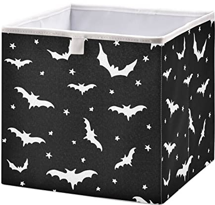 CaTaKu Bats Star Black Cubes Storage Bins 11 inch Collapsible Fabric Storage Baskets Shelves Organizer Foldable Decorative Bedroom Storage Boxes for Organizing Home