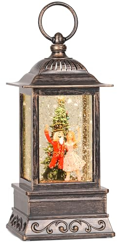 Christmas Snow Globe Decorations, Musical Glitter Nutcracker Lantern with 6H Timer, USB/Battery Powered Lighted Décor for Home, Tabletop, Gift Box