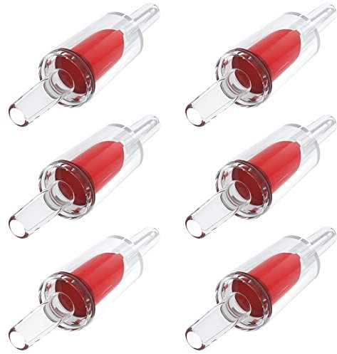 Pawfly Aquarium Check Valves Red Plastic One-Way Non-Return Valves for Common Air Pumps Protectors for Standard 0.5cm Airline Tubing Fish Tank Accessories, 6 Pack