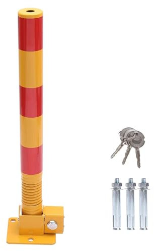 BBAUER Bolardo de Bloqueo de Espacio de estacionamiento, Bloqueador de Ahorro de estacionamiento Amarillo y Rojo, Poste de Barrera Plegable con Cerradura,Bollard-60cm