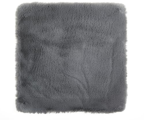 -LUXOR- living Sitzkissen Coste - Kunstfell Stuhlauflage als Deko Wohnzimmer oder Stuhlkissen - gemütliches Sitzkissen Stuhl Dekokissen 40 x 40 cm eckig Anthrazit 4er Set