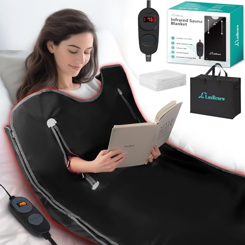 Manta de Sauna infrarroja para desintoxicación, Sauna de Infrarrojos lejanos para relajación de desintoxicación del hogar, Manta infrarroja portátil con Mangas, 45.0-80.0 °C, Temporizador de 30-60