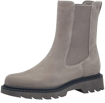 Tamaris Botines Chelsea para Mujer, Piel, Cómodos, Gris, 38 EU