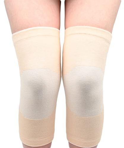 MEIION Relieve - Bambus Knie Kompressions-Bandage Kniestrümpfe Gym Unisex-Sport- und Fitness-Knieorthese Kniebandage Sport-Knieschoner Atmungsaktiv und Bequem für Damen und Herren Beige XL