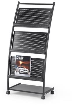 Zeitschriftenständer, bodenstehend, Zeitungsständer, Informationsständer, Zeitschriftenständer, Aufbewahrung, Bücherregal, Metall, Eisenboden, mobiler Werbeständer, Prospekthalter, Bücherregal