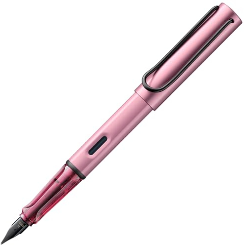 Lamy AL-star autumn pink Füller – Füllhalter mit ergonomischem Griff & polierter Stahlfeder in Strichbreite M – leichtes Aluminiumgehäuse – inkl. Tintenpatrone T 10 blau – Rechtshänder