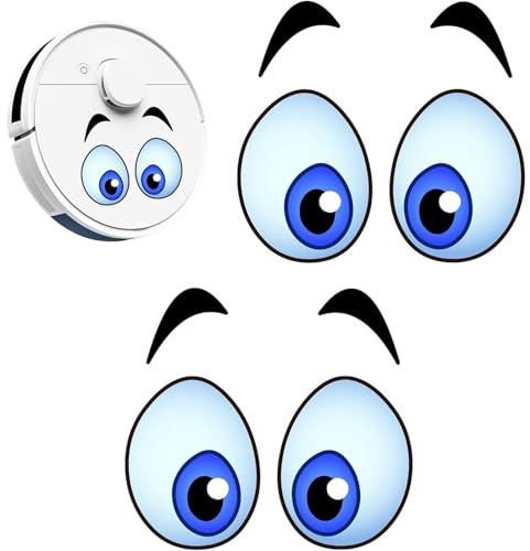 Cosmeria 2 Pcs Augen Aufkleber, Wasserdichte Selbstklebende Augenaufkleber für Mähroboter und Saugroboter, Lustige Dekorative Aufkleber für Roboter und Geräte