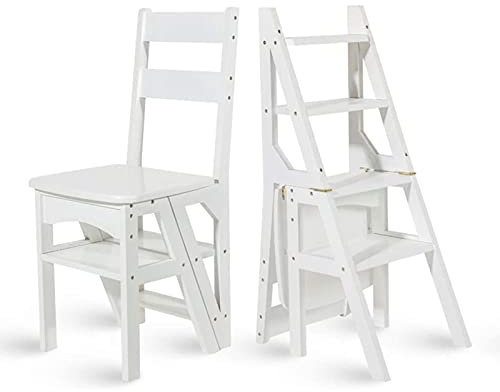 Holzleiter, multifunktionales Lagerregal, klappbarer Tritthocker für den Haushalt, geeignet für Zuhause und das Büro (weiß)