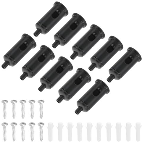 PATIKIL Cord Grip Connector 10 Set Adjustable Steel Wire Rope Cable Clamp with Base for Suspending Chandelier Panel Lamp Lighting Accessories, Black