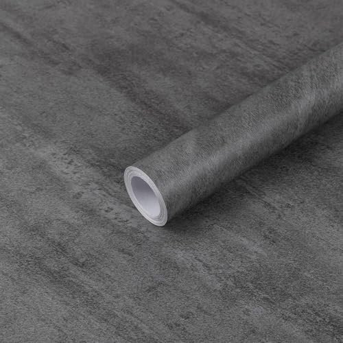 Hode Pellicola Adesiva per Mobili Cemento Grigio Scuro 40X600cm Autoadesivo PVC Mobili Cabinet Tabella Carta da Parati Vinile Impermeabile