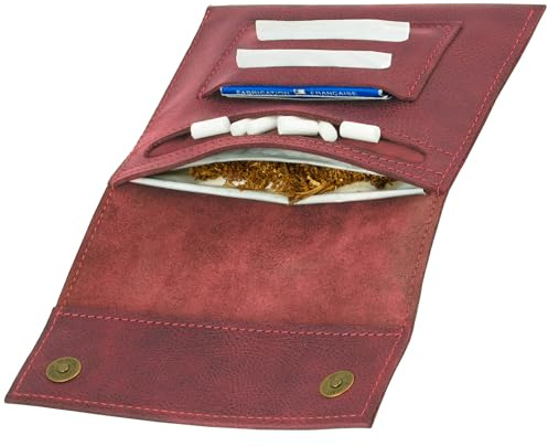 Simaru Handmade Italian Leather Tobacco Pouch - Soft Leather Made in EU - Ideal Turner Pouch with Strap & Magnet - Unique Design