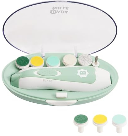 Badabulle Elektrische Nagelfeile Baby - Baby Nagelset - Nagelpflegeset mit 6 Aufsätzen