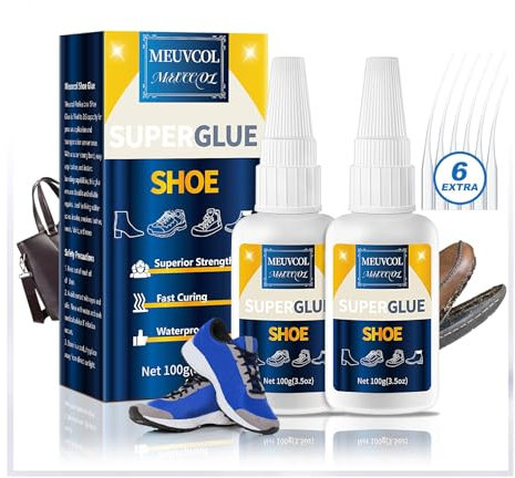 Meuvcol 100g Schuhkleber Extra Stark Wasserfest, Sekundenkleber Für Schuhsohlenkleber, Transparentes Schuhsohlen Reparaturset, Shoe Glue Für Stiefel, Leder, Absätze, Tennisschuhe, Sneaker