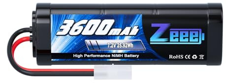 Zeee NiMH Akku 7,2V 3600mAh RC Akku(1 Packungen) | RC Batterie für RC Auto RC LKW HPI Losi Kyosho Hobby
