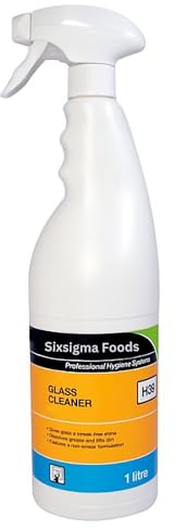 Sixsigma Foods Glass Cleaner H39 1 Litre - Streak Free Shine for Windows, Mirrors & Glass Surfaces Fast Drying, Smear Free Formula - Ideal for Home, Office & Commercial Cleaning