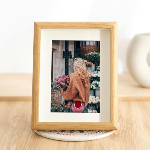 Daesar 3D Bilderrahmen 25x30CM MDF Eiche 1 Stück, Fotorahmen Rechteckig mit Glasscheibe Bilderrahmen für Wohnzimmer Schlafzimmer Büro