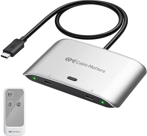 Cable Matters 20Gbps USB C Switch for 2 Computers, 140W PD, Up to 8K@30Hz on Windows, 4K@60Hz on macOS, Sharing One USB-C/Thunderbolt 4 Monitor or Dock (Not for Dock with an Attached Cable)