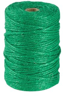 JIHUOO Ficelle de jute naturelle épaisse de 100 mètres x 3 mm pour emballage cadeau, corde de chanvre robuste pour plantes grimpantes, décoration artisanale, vert