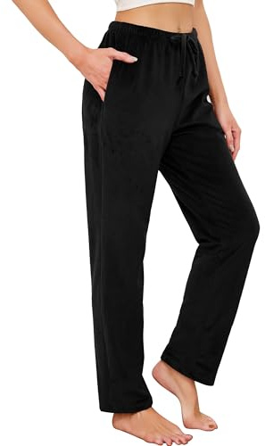 Vlazom Women Fleece Pyjamas Bottoms Super Soft Lounge Pants Winter Warm Trousers for Loungewear Sleepwear with Drawstring & Pockets S-XXL