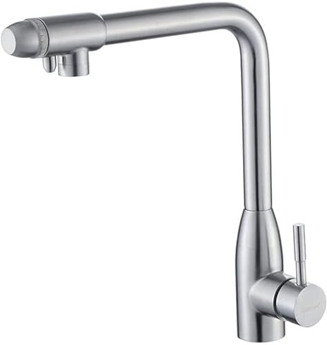 Rubinetto Miscelatore 3 in 1 per Filtro dell'Acqua Rubinetto a 3 Vie in Nichel Spazzolato in Acciaio Inossidabile Rubinetto da Cucina Caldo e Freddo per filtrato