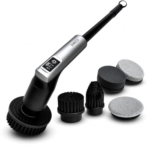 DWECO Elektrische Reinigungsbürste, 2-teiliges Verlängerungsrohr (36–93 cm), 2 Geschwindigkeiten, USB-C Akku, ideal für Fugen, Ecken & kleine Flächen im Bad & Küche