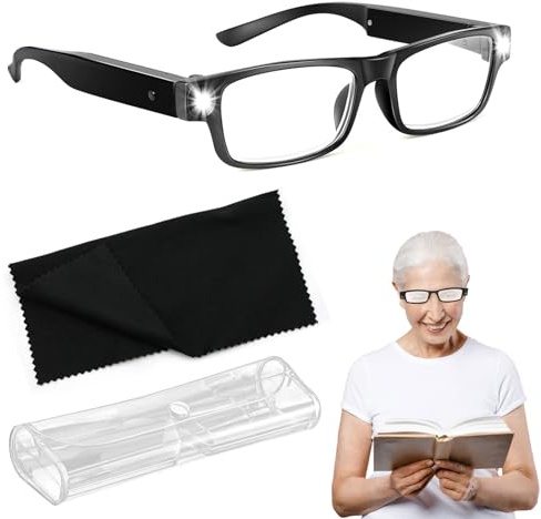 Lunettes loupes avec lumière, lunettes grossissantes, 250 % LED, pour porteurs de lunettes, éclairage LED, +2,5