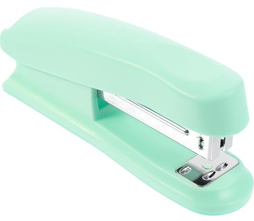 NUOBESTY Grapadora Manual Compacta para Oficina y Estudio, Grapadora Pequeña Portátil Color Menta, Herramienta Práctica de Papelería para Escritorio, Uso Escolar y Profesional