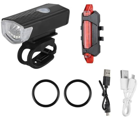 HINTRMENT Set Luci Bici Anteriore e Posteriore LED Ricaricabili USB Anelli in Plastica, 3 modalità di Illuminazione, Accessori Sicurezza per Ciclisti Uso Outdoor