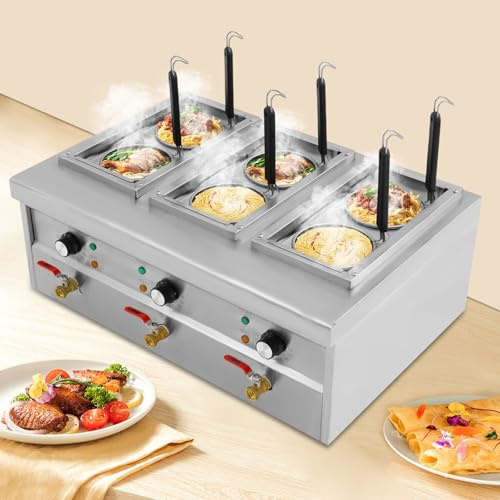 Macchina per pasta elettrica 220 V, 2500 W, 9 l, fornello professionale Gastro con 6 cestini, temperatura 30 – 110 °C, stazione per pasta commerciale, per ristoranti, spuntini