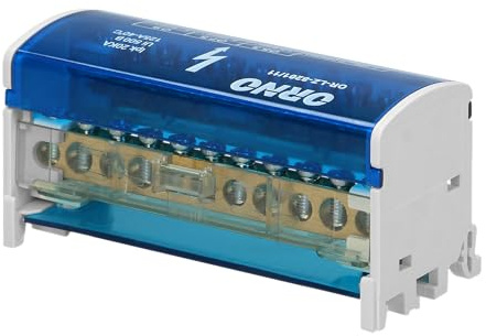 Miratic Morsettiera Distribuzione Blocco di Distribuzione Elettrica a 2 File per Guida DIN Scatola di Distribuzione in Ottone Vari Modelli (11 fili)