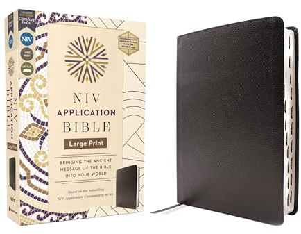 NIV Application Bible, Large Print, European Bonded Leather, Black, Red Letter, Indexed, Comfort Print: Bringing the Ancient Message of the Bible Into Your World