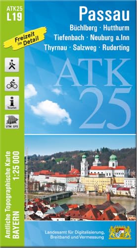 ATK25-L19 Passau (Amtliche Topographische Karte 1:25000): Büchlberg, Hutthurm, Tiefenbach, Neuburg a.Inn, Thyrnau, Salzweg, Ruderting (ATK25 Amtliche Topographische Karte 1:25000 Bayern)