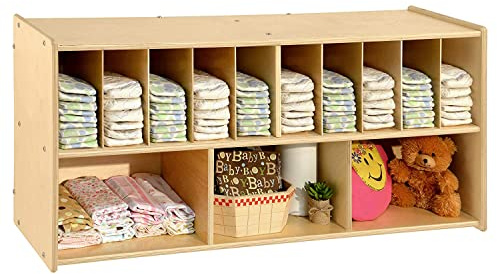 Contender Diaper Changing Station with Diaper Caddy Organizer, Wall Mount Shelf Playroom, Day Care Furniture, in Home, Classroom, Home School [Comes Fully Assembled]