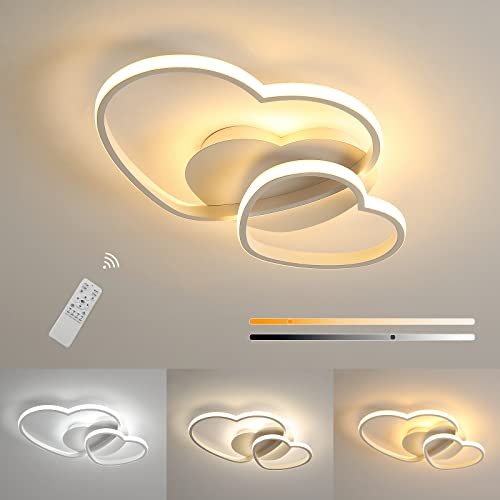 Riserva Plafoniera LED Soffitto Moderna Dimmerabile, 64W 4800LM Lampada da Soffitto Design a Forma di Cuore, Plafoniera con Telecomando/APP per Camera da Letto, Soggiorno, Cucina, Φ50cm