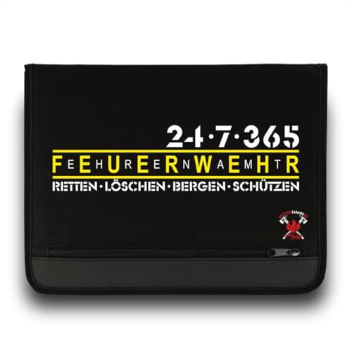 Roter Hahn 112 Feuerwehr Schreibmappe SM-M00003 Organizer Konferenzmappe Gelb-Weiss