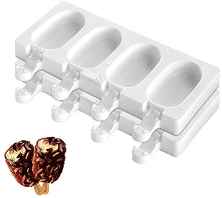 Eis am Stiel Formen, 2 Stück Silikon Maker Mit 50 Stäbchen, Lebensmittelqualität BPA-frei Popsicle Formen für Dessert, Schokolade DIY