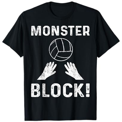 Volleyball Monster Block Hände Netz Ball T-Shirt