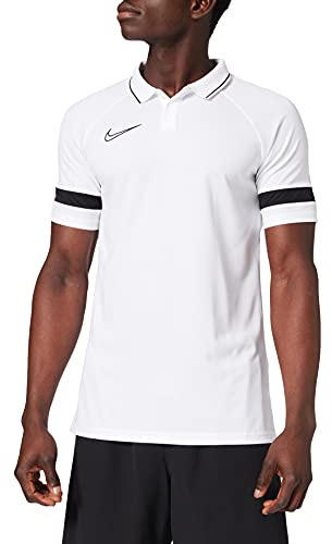 Nike Mens Dri-FIT Academy 21 Polo Shirt, White/Black/Black/Black, L