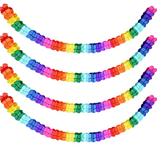 4Pcs Guirlandes Décoration Bannière Colorées Banderole Feston Papier Cellulaire Trèfle à Quatre Feuilles Arc-En-Ciel Carnaval Fête Anniversaire Naissance Baptême Baby Shower Mariage Noël