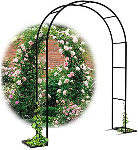 YYHJ Arco Jardin Metal,para Plantas trepadoras,Enredadera,Rosales,Garden Arch,Archway Enrejado de Acero,Jardín Decoración,Negra